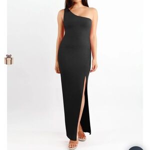 NWT Popilush Built-In Shapewear One Shoulder Split Modal Maxi Dress, Size M